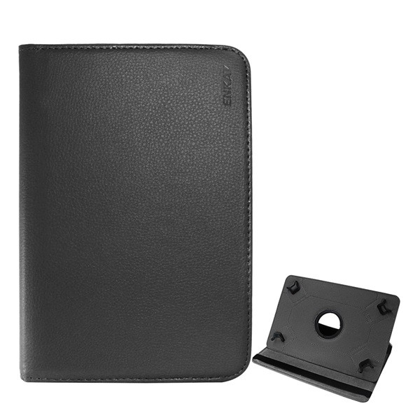 Enkay Leather Effect Case, BlackBerry PlayBook, Стоящ, FLIP, Функция за настолен държач, Въртящ се на 360°, Универсален, 7" размер, Черен