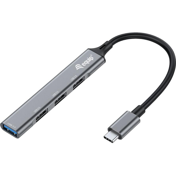 Equip 128961 κατανεμητής διεπαφών USB 3.2 Gen 1 (3.1 Gen 1) Type-C 5000 Mbit/s Μαύρος (Μαύρο), Γκρι