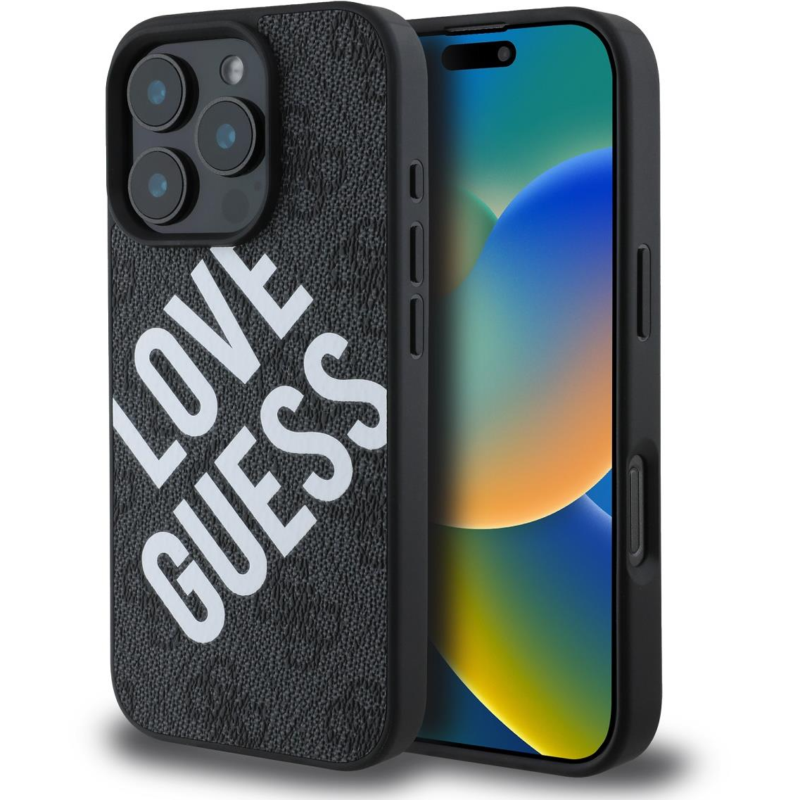 Guess 4G Big Love Logo iPhone 16 Pro fekete PU bőr MagSafe tok (GUHMP16LP4PLGWK)