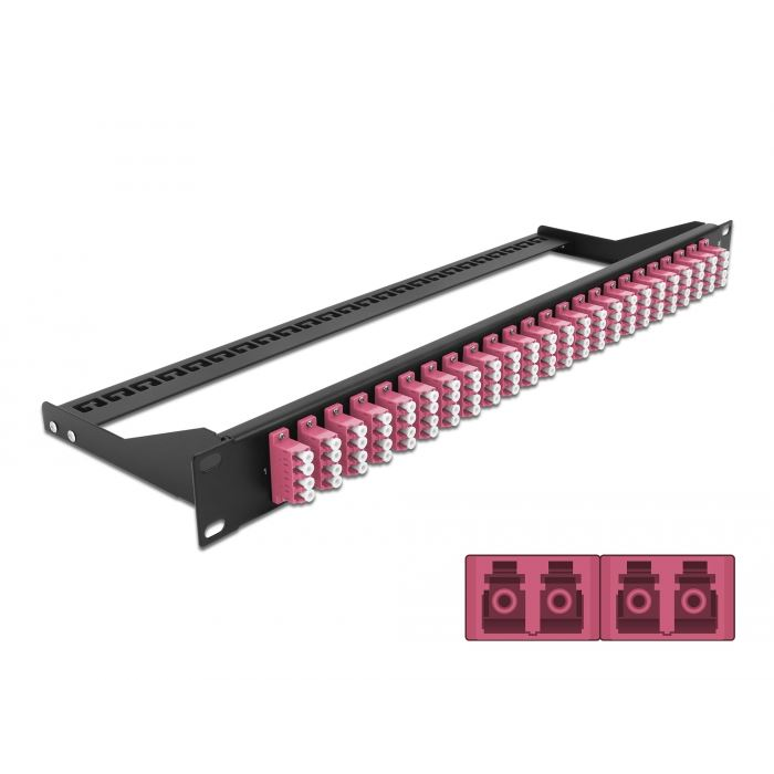 Delock 19 száloptikás csatlakozó panel 24 portos LC Quad ibolya (43403) (DE43403)