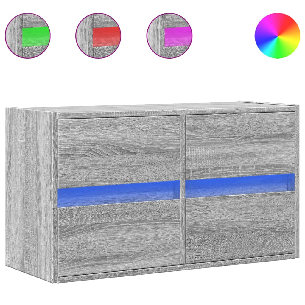 szürke sonoma színű fali TV-szekrény LED-del 80 x 31 x 45 cm (852290)