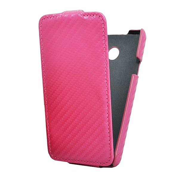 Tok álló, bőr hatású (FLIP, lefelé nyíló, karbon minta) MAGENTA [Huawei Ascend Y330] (5996457456468)