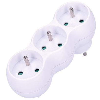 Solight Splitter adapter tartóval, 3x 10A/230V fehér (P101)