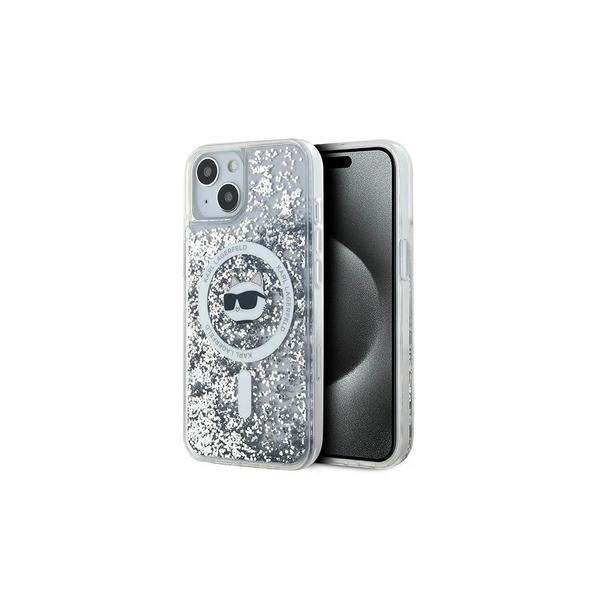 Karl Lagerfeld KLHMP14SLGCHSGH iPhone 14/15/13 6.1 készülékhez keménytok Liquid Glitter Choupette átlátszó