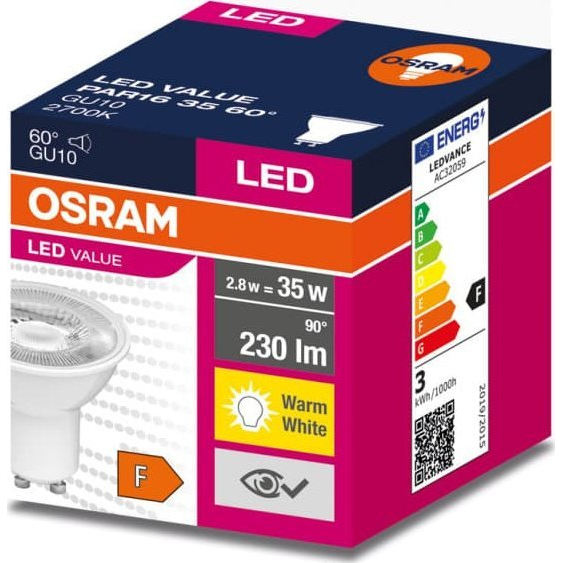 Osram LED žiarovka reflektorová VALUE GU10 2,8W 2700K 230lm 60°