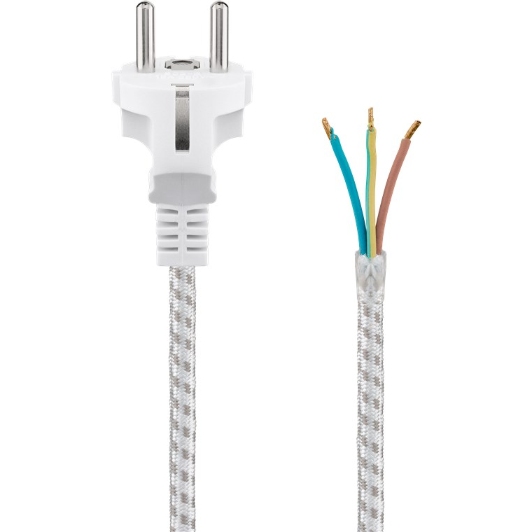 Goobay hálózati tápkábel 3m - Fehér/Ezüst (50504)