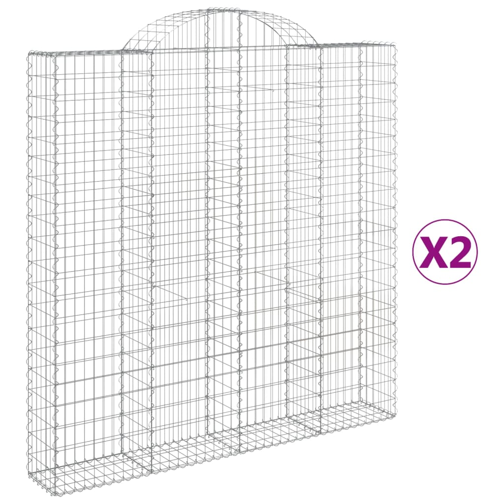 2 db íves horganyzott vas gabion kosár 200 x 30 x 200/220 cm (3146215)