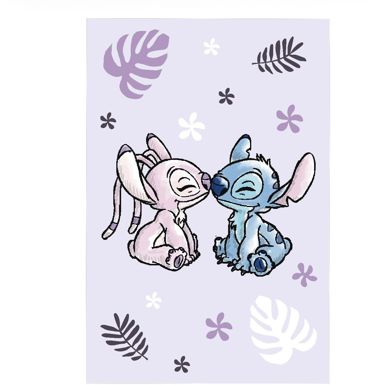 JERRY FABRICS Fleece gyerektakaró - Lilo és Stitch, lila, 100×150 cm (8592753040058)