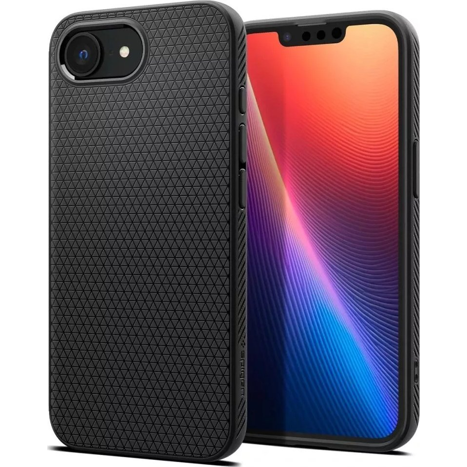 iPhone 16e Spigen Liquid Air Szilikon Telefonvédő Ütésállóság, Rombusz, Fekete (ACS09161)