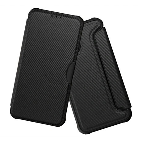 gigapack Tok álló, bőr hatású (FLIP, oldalra nyíló, ütésállóság, légpárnás sarok, kameravédő, karbon minta) FEKETE Xiaomi 11 Lite 5G NE / Mi 11 Lite 4G / Mi 11 Lite 5G  " csomagolás" (GP-129183)