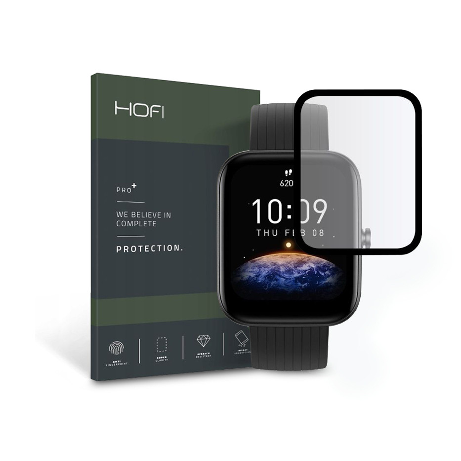 HOFI Hybrid Pro+ Glass üveg képernyővédő fólia - Xiaomi Amazfit Bip 3/Bip 3 Pro - black (FN0427)