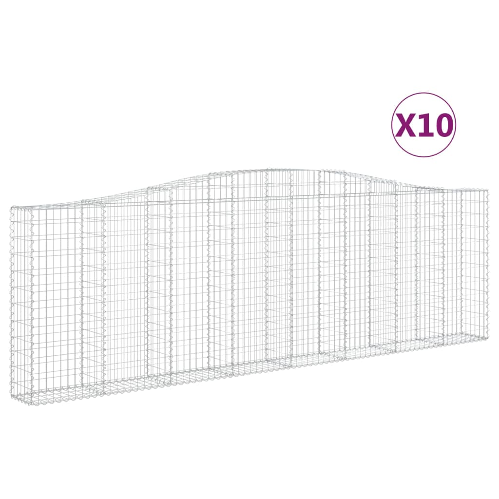 10 db íves horganyzott vas gabion kosár 400x30x120/140 cm (3145847)