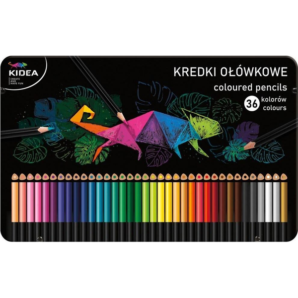 Kidea Háromszög Színes Ceruza Fém Dobozban - 36 db-os