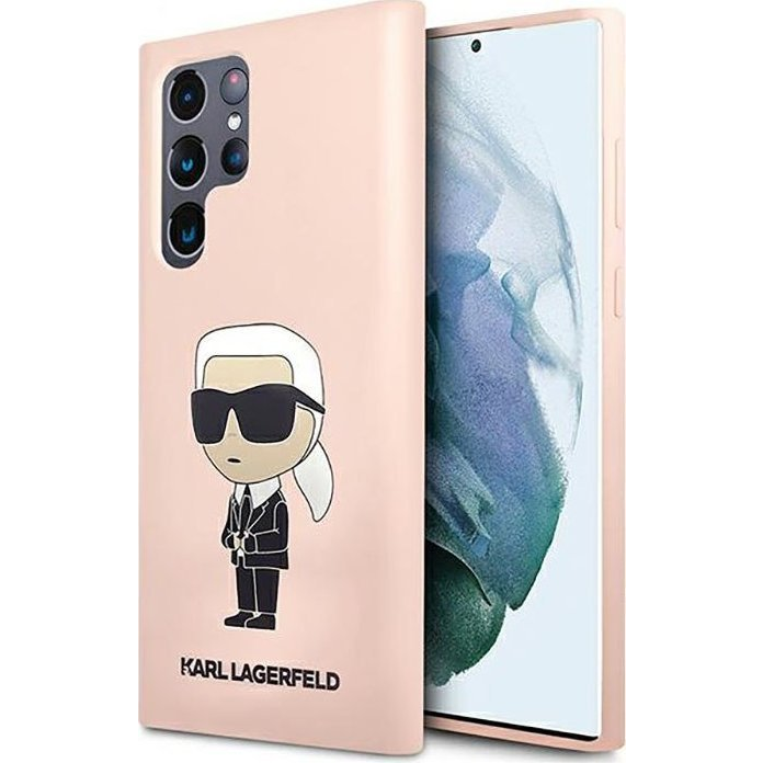 Karl Lagerfeld Silicone Ikonik Samsung Galaxy S23 Ultra, szilikon tok, rózsaszín (KLHCS23LSNIKBCP)