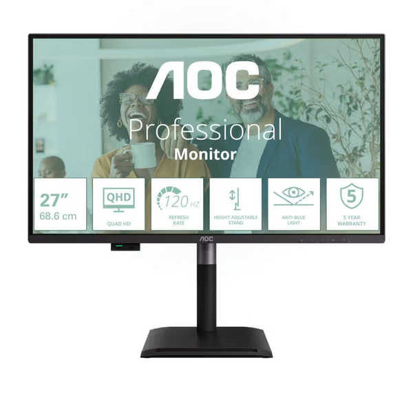 AOC Q27P4CV computerskærm 68,6 cm (27") 2560 x 1440 pixel Quad HD LED Sort