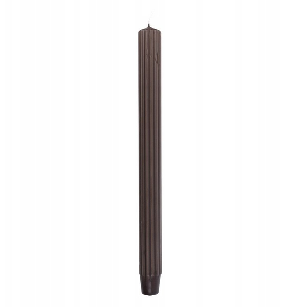 Świeca stołowa długa ryflowana DONAU HOME, 25x300 mm, 4 szt., brązowa