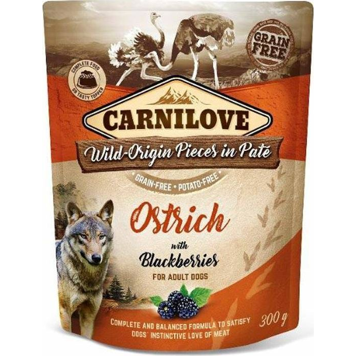 Carnilove Dog tasakos Paté Ostrich with Blackberries - Strucc szederrel 300g HU (19162-uniw)