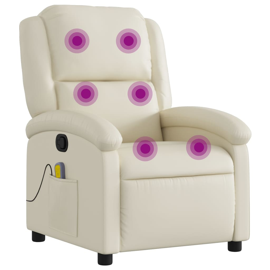 krémszínű műbőr dönthető masszázsfotel (371783)