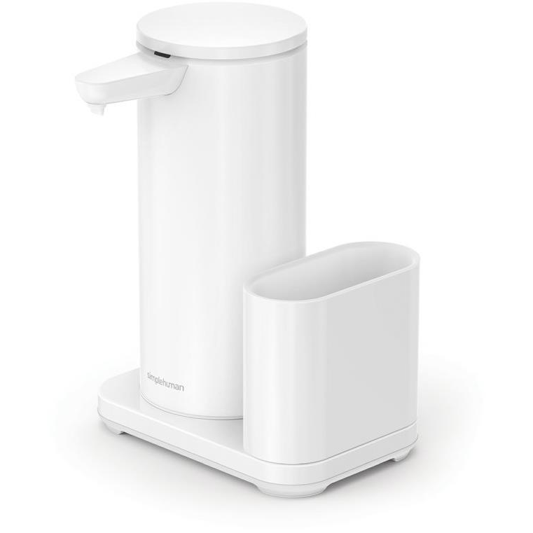Simplehuman érintésmentes szappanadagoló 414 ml + szivacs tartó, fehér acél (ST1081)