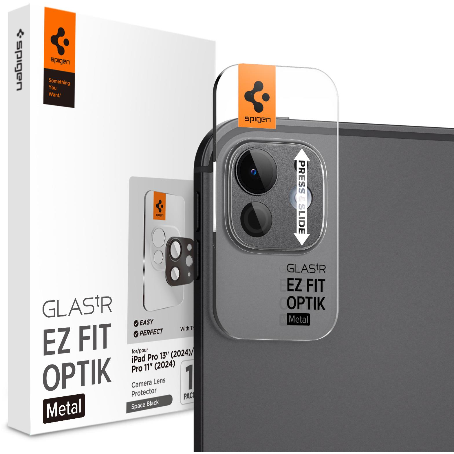 Spigen Glass tR EZ Fit Optik Metal 1 Pack Space Black iPad Pro 13" 2024 / iPad Pro 11" 2024 (AGL07791)