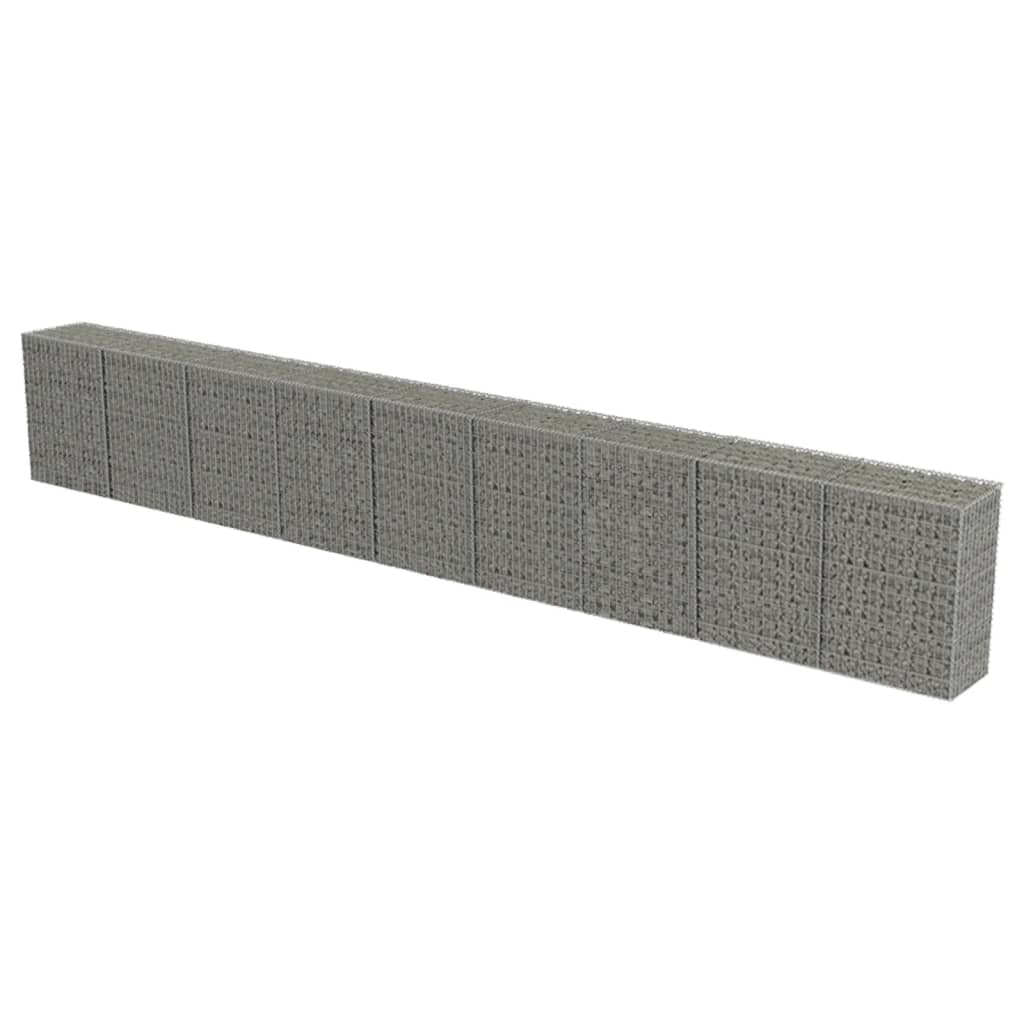 horganyzott acél gabion fal fedéllel 900 x 50 x 100 cm (143588)