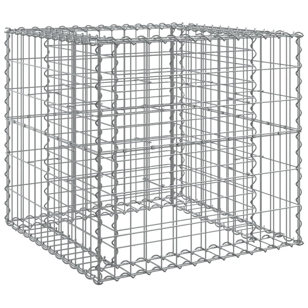 ezüst horganyzott vas gabion kosár 70 x 70 x 65 cm (364850)