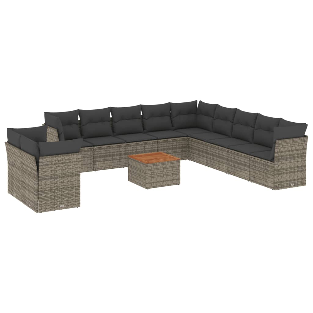 12 részes szürke polyrattan kerti ülőgarnitúra párnákkal (3223729)