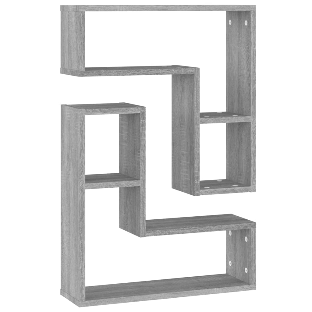 2 db szürke sonoma színű szerelt fa falipolc 50 x 15 x 50 cm (826642)