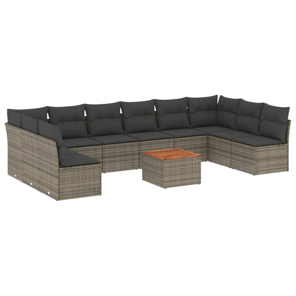 11 részes szürke polyrattan kerti ülőgarnitúra párnákkal (3256130)