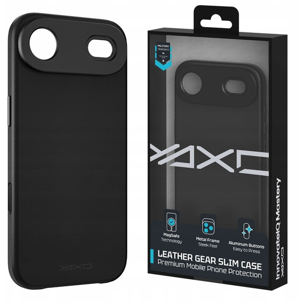 YAXO Etui na telefon Leather Gear Slim Case MagSafe iPhone 17 Air Dusty Black