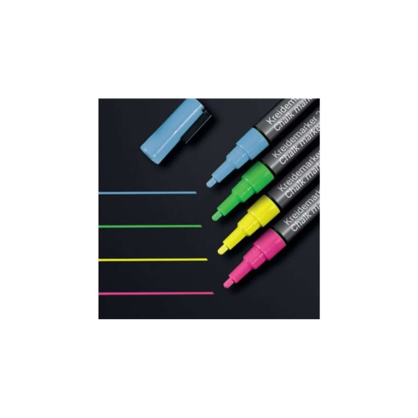 Sigel 1-2 mm Folyékony krétamarker készlet - Vegyes színek (4 db / csomag)