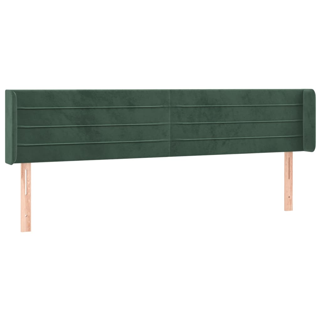 sötétzöld bársony szárnyas fejtámla 183x16x78/88 cm (3118971)