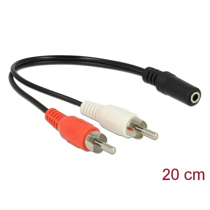 Delock 2 x RCA apa >1 x 3,5 mm jack kábel 20 cm (85806) (del85806)