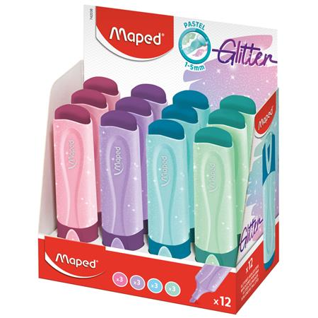 Maped Szövegkiemelő display, 1-5 mm,  "Glitter Fluo Peps", vegyes pasztell színek (IMA742038)