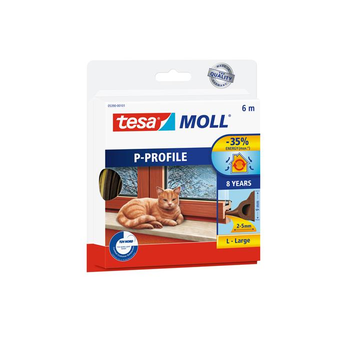 Tesa tesamoll® P profil Ajtó- és ablaktömítő szalag 9 mm x 6 m - Barna (6 méter) (05390-00103-00)