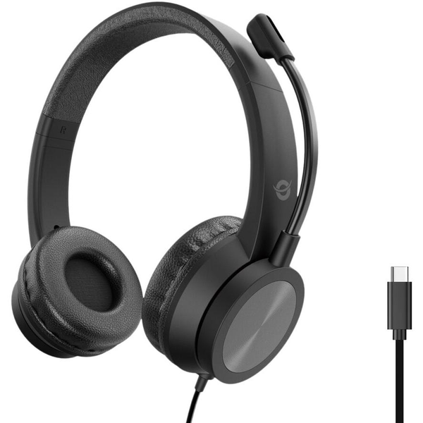 Conceptronic POLONA05BC auscultador Auscultadores Com fios Fita de cabeça Chamadas/Música USB Type-C Preto