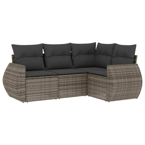 4 részes szürke polyrattan kerti ülőgarnitúra párnákkal