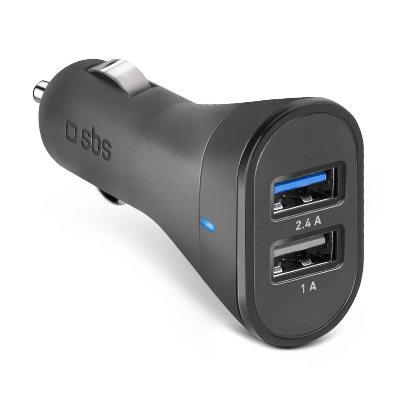 SBS TECR2USB24AFAST 2x USB Type-A Autós töltő - Fekete (12W) (TECR2USB24AFAST)