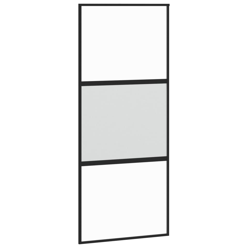 fekete edzett üveg és alumínium tolóajtó 90 x 205 cm (155202)