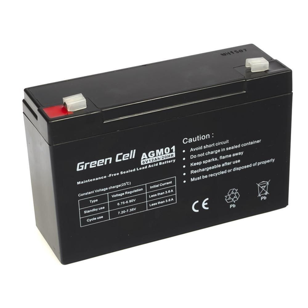 Green Cell Agm Battery 6v 12ah - Batterie - 12.000 Mah Sealed Lead Acid (vrla)