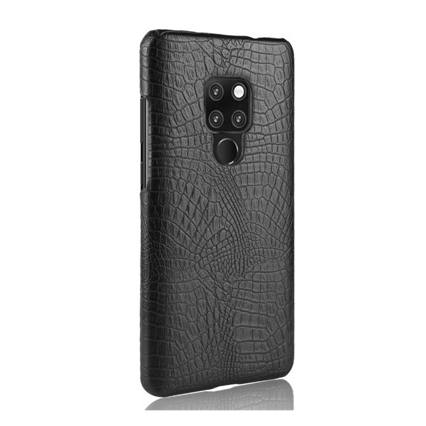 Műanyag telefonvédő (bőr hatású, krokodilbőr minta) FEKETE [Huawei Mate 20] (5996457861163)