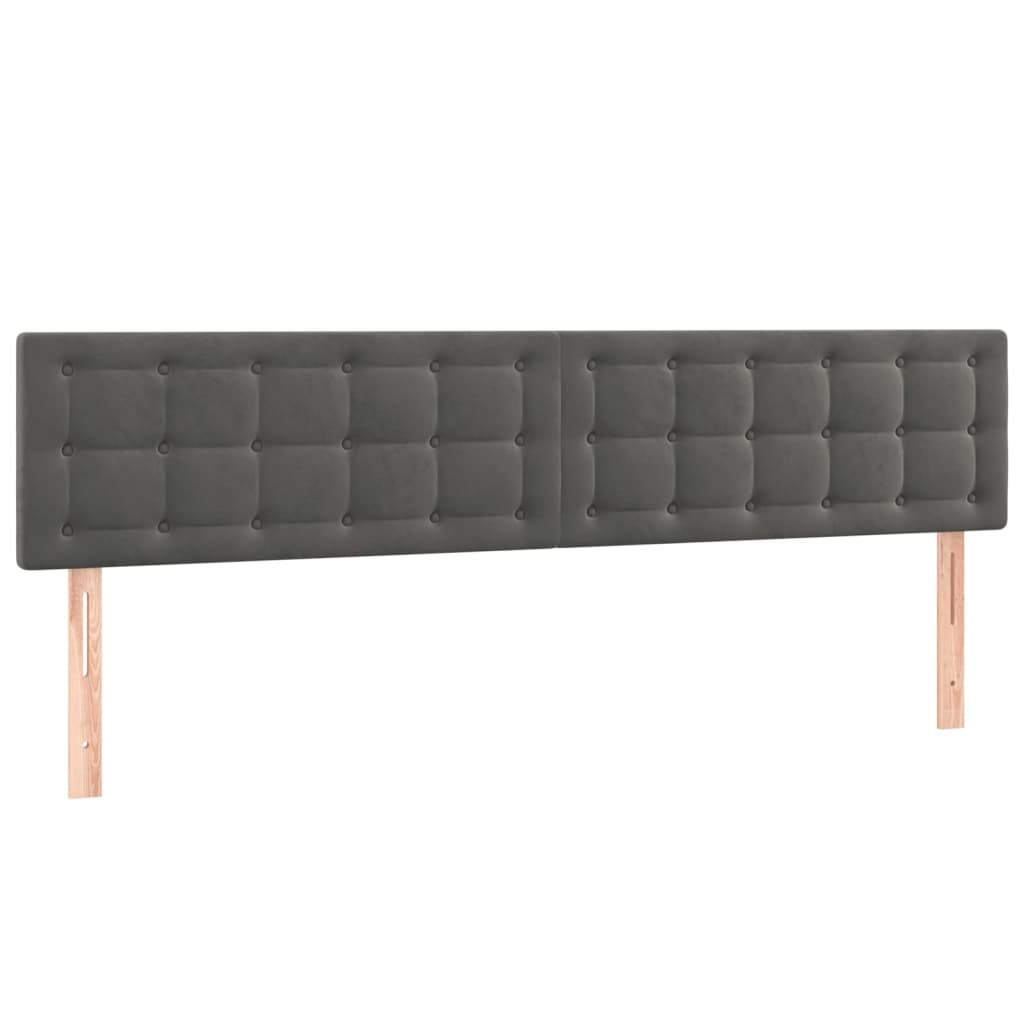 2 db sötétszürke bársony fejtámla 80 x 5 x 78/88 cm (346491)