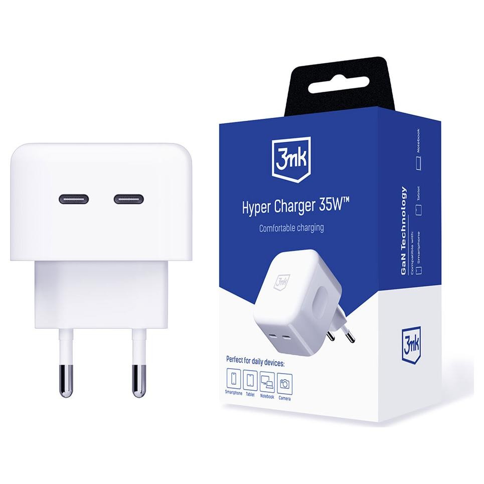 3mk Hyper Charger Hálózati töltő - Fehér (35W) (5903108527248)