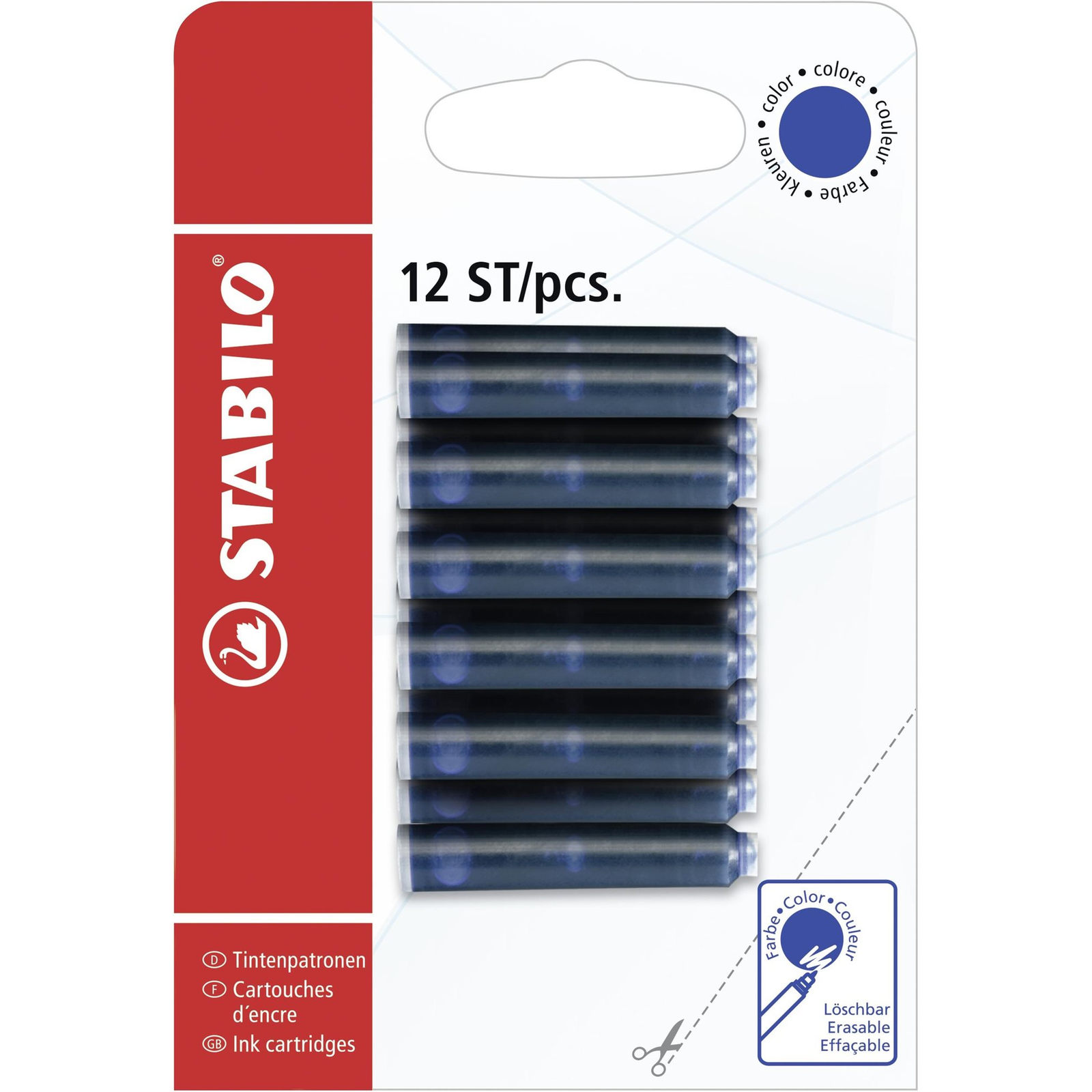 STABILO tintapatron, kék - 12 db (4006381518437)