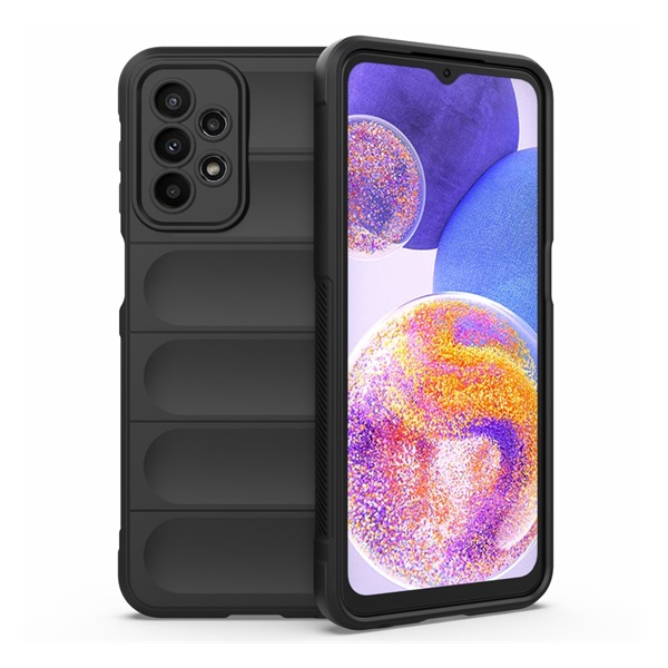 Szilikon telefonvédő (ütésállóság, kameravédő, 3D) FEKETE Samsung Galaxy A23 5G (SM-A236F) "Gigapack csomagolás" (GP-138595)