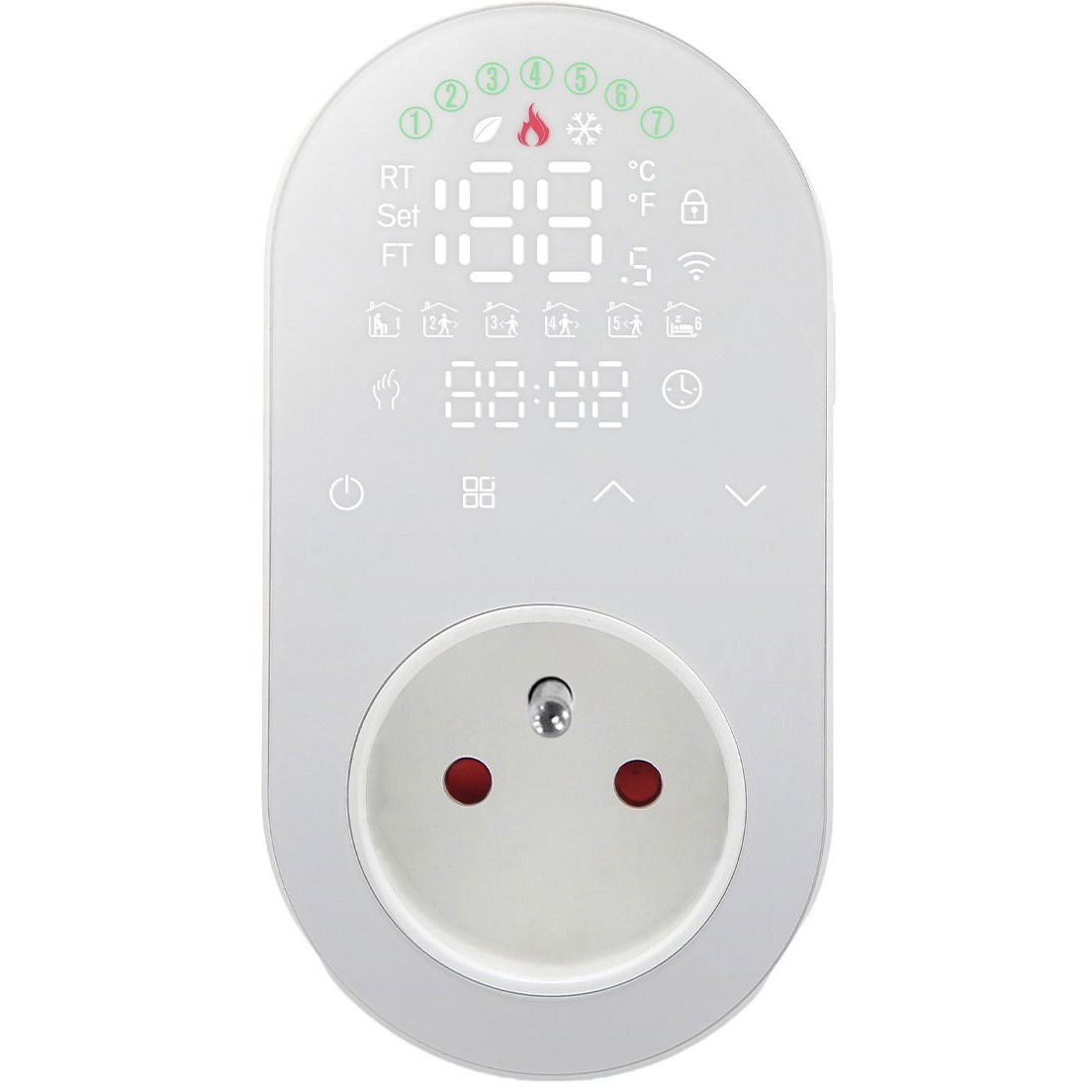 MOES Smart Plug + Thermostat, Wi-Fi, White (WTP-BY-FR-WH)