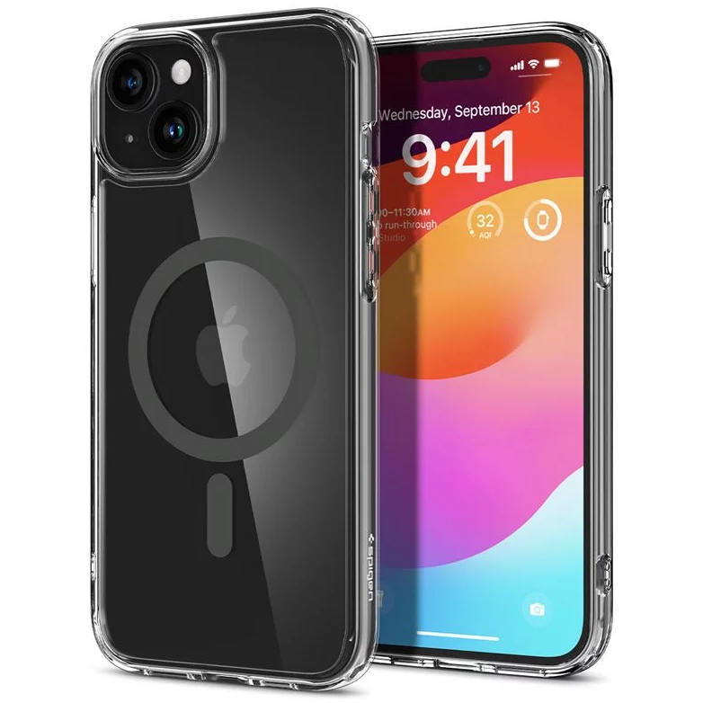 Spigen Ultra Hybrid (MagFit) iPhone 15 tok átlátszó-grafitszínű (ACS06804) (ACS06804)