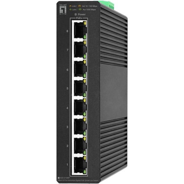 LevelOne IGS-2108P мрежов суич Управляем L2 Gigabit Ethernet (10/100/1000) Захранване по Ethernet (PoE) Черен