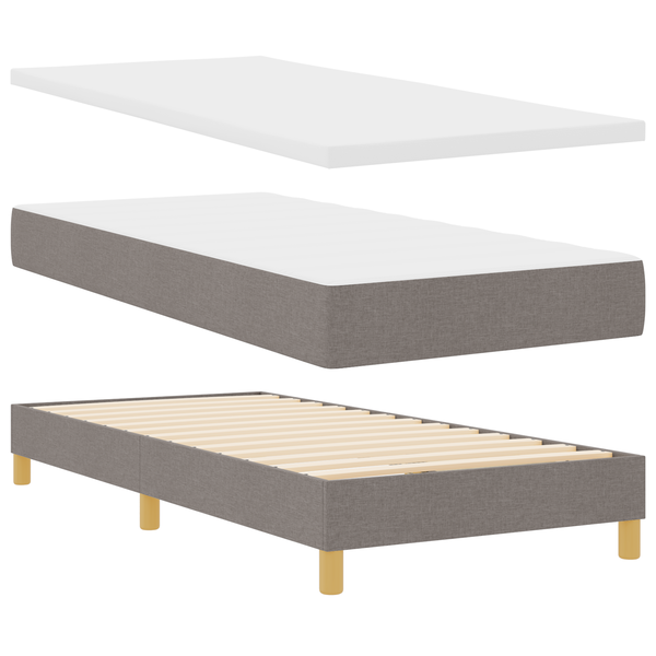Pat box spring cu saltea, taupe, 80x200 cm, textil