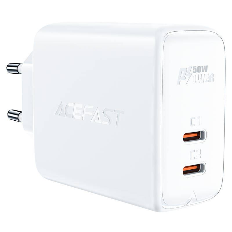 ACEFAST A29 hálózati töltő 2xUSB-C, PD50W fehér (A29 white)